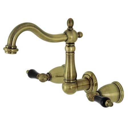 KINGSTON BRASS KS1253PKL Duchess Two-Handle Wall Mount Bathroom Faucet, Antique Brass KS1253PKL